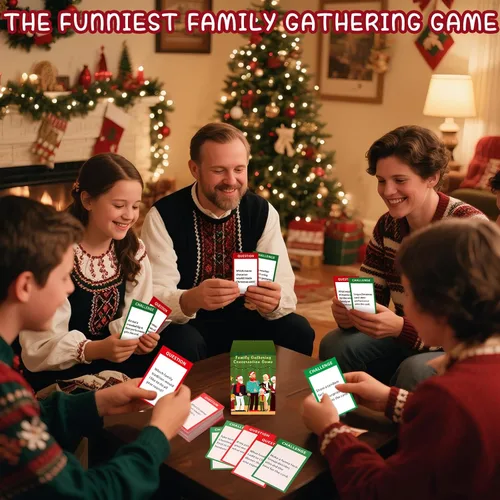 Vista 6 de Jenaai Juego de juegos de fiesta de Navidad, juego de reuniones familiares, tarjetas de conversación contra historia, edición familiar, juego