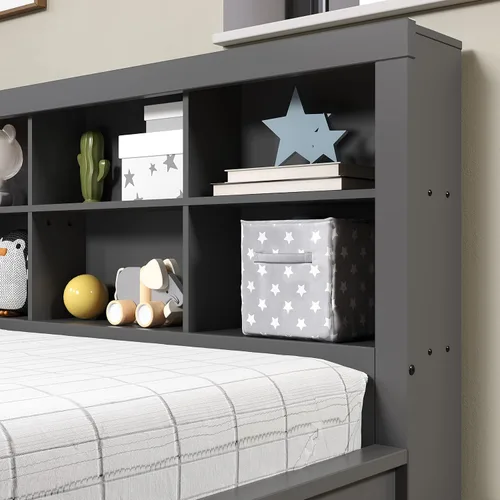 Vista 4 de Donco Kids Equable Modern - Estantería de sofá cama completa en acabado gris oscuro