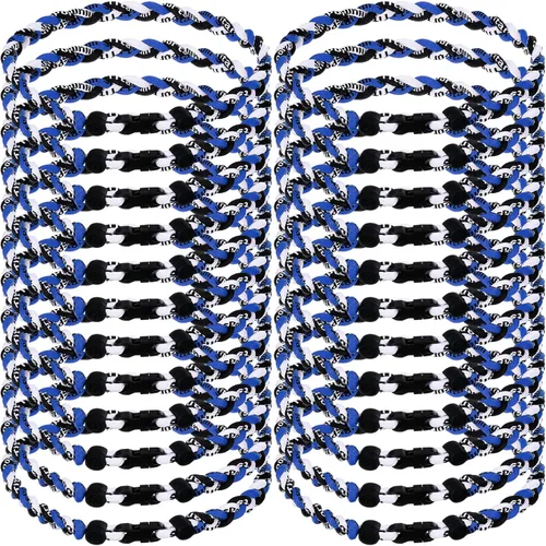 Vista 17 de Zeyune Collar de béisbol de 18 pulgadas para niños, tres cuerdas trenzadas, tornado, titanio, collar de cuerda de béisbol para hombre
