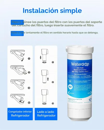 Vista 4 de Waterdrop Filtro de agua XWFE®, repuesto para GE® XWFE®, chip incorporado
