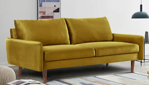 Vista 6 de Container Furniture Direct Kent - Sofá de terciopelo para salas de estar modernas y espacios compactos, cómodo sofá de 3 plazas, muebles de estudio