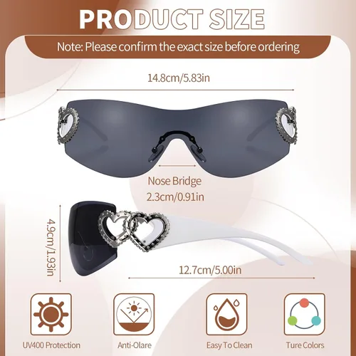 Vista 7 de Y2K - Lentes de sol para mujer, lentes de sol envolventes para hombre, lentes degradados, lentes retro de moda para fiestas de los años 90 y 2000