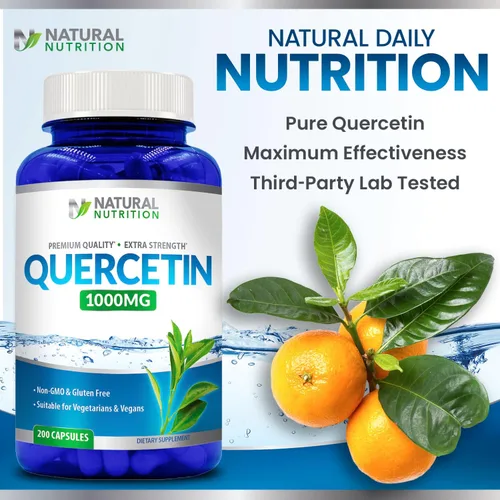 Vista 6 de Vitamina natural Quercetina Máxima Fuerza 1000mg 200 Cápsulas Sin Gluten Sin OMG