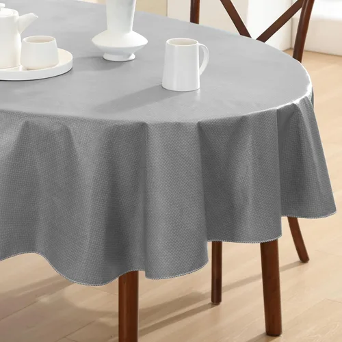 Vista 15 de Newbridge Basketweave - Mantel con parte trasera de franela de vinilo de color sólido, aspecto texturizado de tejido de cesta, mantel impermeable