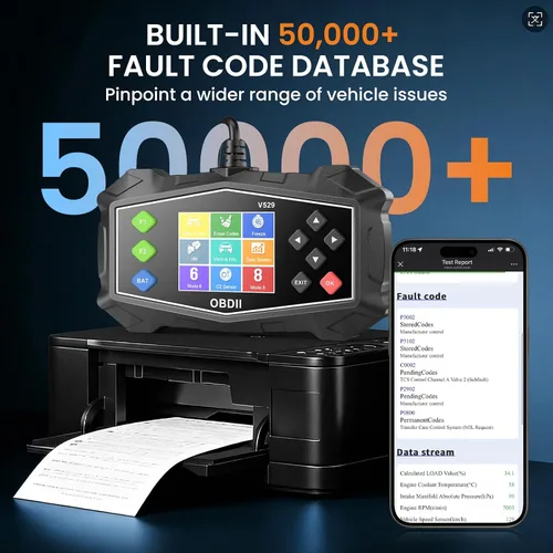 Vista 8 de Herramienta de diagnóstico escáner OBD2, lector de códigos para luz de verificación del motor con prueba de batería, sistema EVAP (modo 8), sensor