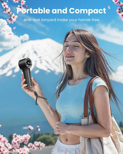 Vista 5 de Gaiatop Ventilador turbo portátil de mano, 1-100 velocidades altas ajustables, 3-20 horas de enfriamiento, 4800 mAh USB recargable portátil pequeños