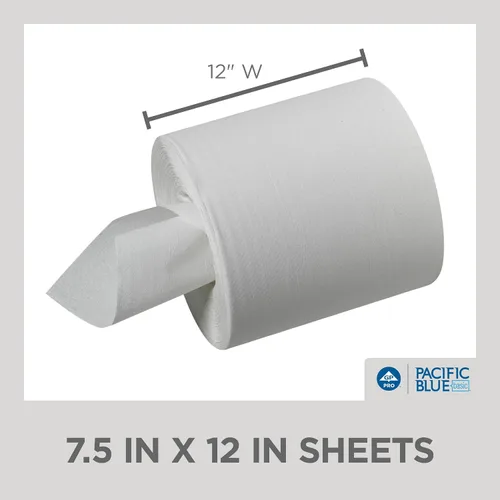 Vista 4 de Pacific Blue Basic Centerpull - Toallas de papel perforadas de 1 capa de GP PRO (Georgia-Pacific), color blanco, 44110, 1000 hojas por rollo, 6
