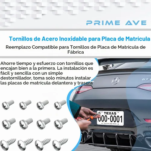 Vista 4 de Tornillos de matrícula de acero inoxidable para matrículas, marcos, cubiertas, juego de tornillos de matrícula a prueba de óxido para la parte