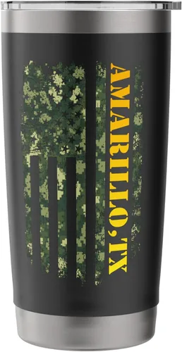 Vista 3 de Amarillo Texas Camouflage Usa Flag Stainless Steel Insulated Tumbler