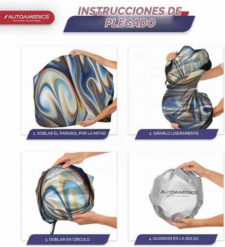 Vista 8 de Autoamerics Parasol de Parabrisas de Una Pieza - Parasol Cromado Líquido Plegable para Ventana Delantera de Auto para Carros SUV Camión - Protector
