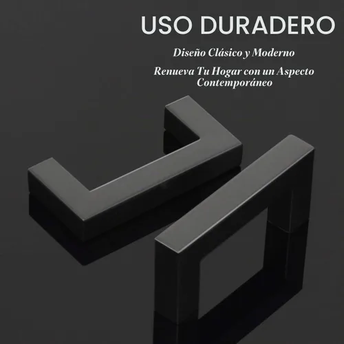 Vista 4 de Juego de manijas de puerta de acero inoxidable de 1/2 de ancho, esquinas cuadradas, para armario de cocina Negro mate