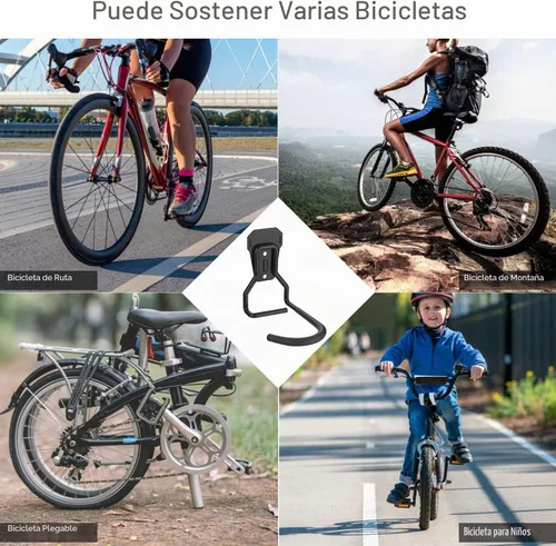 Vista 7 de Housolution Soporte de pared para bicicleta con gancho fijo, [paquete de 2] Estante de almacenamiento para bicicletas Soporte vertical para garaje