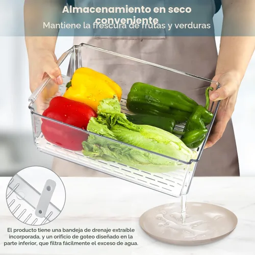Vista 4 de Paquete de 14 organizadores para refrigerador y almacenamiento - Contenedores organizadores con tapas para refrigerador, organización sin BPA