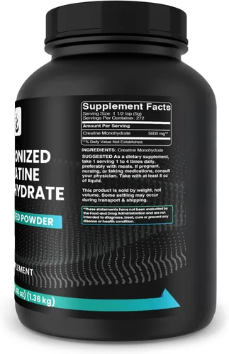 Vista 2 de PURE ORIGINAL INGREDIENTS Monohidrato de creatina micronizada, 272 porciones, sin rellenos, sin sabor (3 libras)
