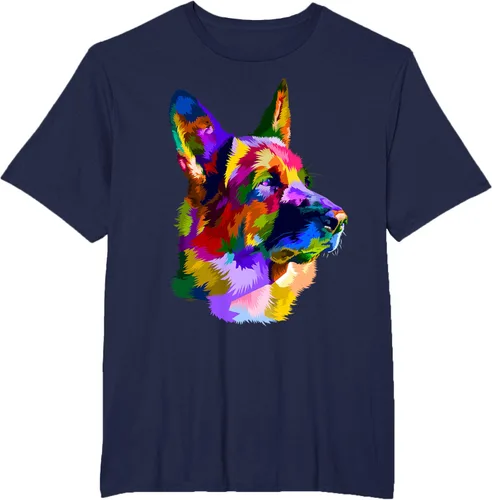 Vista 46 de Camiseta con retrato de pastor alemán para dueños de perros, Negro, S