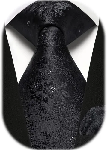 Vista 205 de Corbatas florales tejidas clásicas para hombre, corbata cuadrada de bolsillo, corbatas formales para hombres, boda con pañuelo