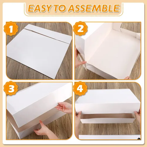 Vista 4 de Tudomro Paquete de 10 cajas para pasteles de 19 x 14 x 4 pulgadas, cajas de cartón para tartas, cajas rectangulares grandes, papel kraft sin ventana