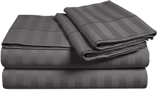 Vista 3 de Juego de sábanas y fundas de almohada de 6 piezas, 100% algodón, juego de sábanas de rayas de agua individual incluye 4 fundas de almohada, 1 sábana