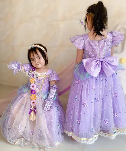 Vista 2 de GRIVOS Disfraz de princesa para niñas pequeñas, cosplay, fiesta de Navidad, Halloween, 4-9 años