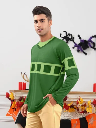 Vista 4 de Arvilhill Disfraz de Halloween para adultos, camisa polo clásica a rayas