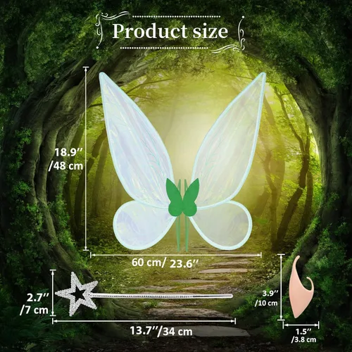Vista 2 de Fairy Wings, Fairy Wings for Adults Women Girls, Butterfly Wings for Women for Halloween Cosplay