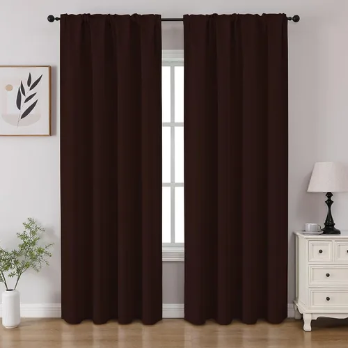 Vista 18 de CUCRAF - Cortinas opacas beige de 45 pulgadas, juego de 2 paneles con bolsillo para barra, cortinas para oscurecer dormitorios y sala de estar