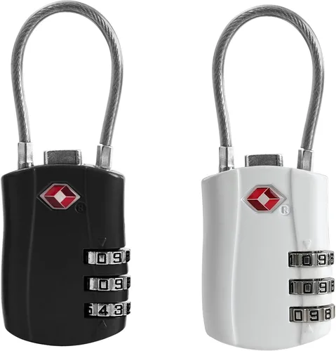 Vista 13 de Cerraduras TSA para equipaje, candado pequeño combinado con cable, candados de equipaje aprobados por la TSA, candado combinado con código