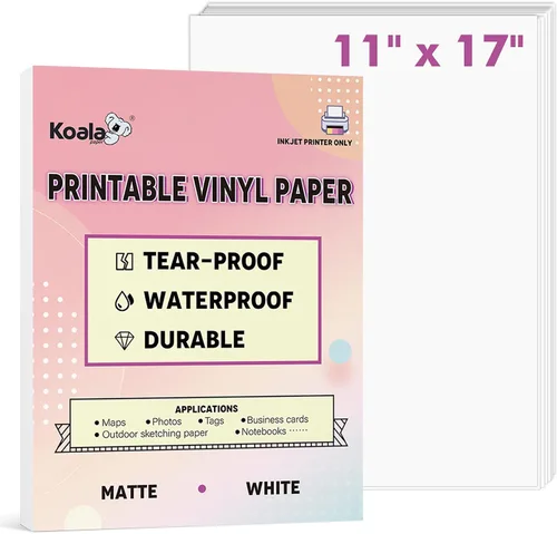 Vista 9 de KOALA PAPER Papel impermeable para impresora de inyección de tinta, 8.5 x 11 pulgadas, 30 hojas, papel imprimible blanco mate resistente al