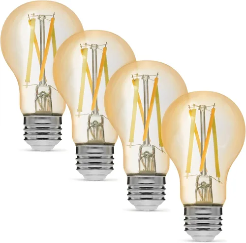 Vista 8 de Amazon Basics Bombilla LED de filamento inteligente A19, blanco sintonizable, Wi-Fi de 2.4 GHz, funciona solo con Alexa, paquete de 1