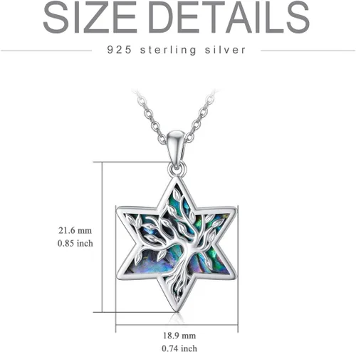 Vista 84 de ONEFINITY Collar de plata de ley 925 con diseño de árbol de la vida con colgante de nudo celta de concha de abulón para mujer