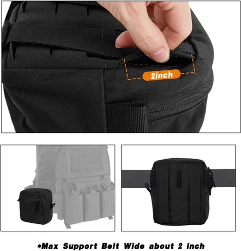 Vista 3 de Bolsa Gp, Bolsas de Administración de Propósito General, Pequeña Bolsa Utilitaria EDC para Cinturón Táctico y Chaleco Molle como Bolsa de BK