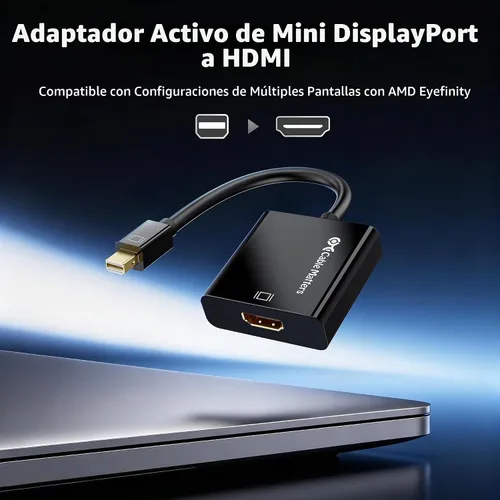 Vista 2 de Cable Matters Adaptador activo Mini DisplayPort a HDMI, Mini DP a HDMI