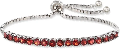Vista 4 de Ross-Simons Pulsera Bolo Granate de 5,00 qt t en Plata de Ley, Gema, Granate