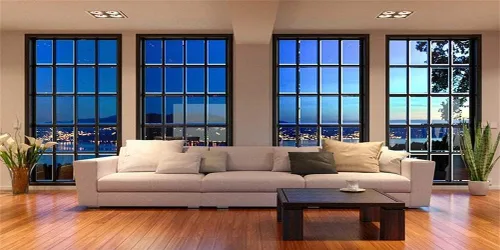 Vista 10 de AOFOTO Fondo de ventana francesa de oficina de negocios de 5 x 3 pies, para sala de estar, sofá, fotografía, fondo interior, trabajo en casa
