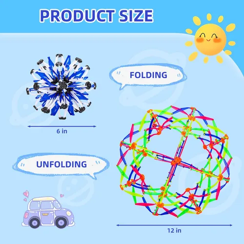 Vista 2 de 4 Piezas Esferas Pop Sensoriales Coloridas Juguete Fidget para Niños y Adultos Aliviar el Estrés, Pelotas Plegables Expandibles que se Expanden