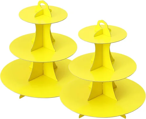 Vista 15 de Soleebee Soporte redondo de 3 niveles para cupcakes, torre de cartón para cupcakes, torre de soporte para pasteles de postre para decoración