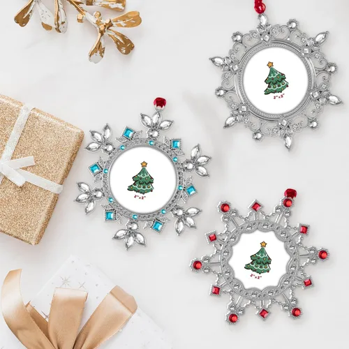 Vista 6 de GUOER Adornos de Marco de Fotos de Copo de Nieve para Árbol de Navidad, Regalo Conmemorativo de Vacaciones, Decoración del Hogar, Decoraciones