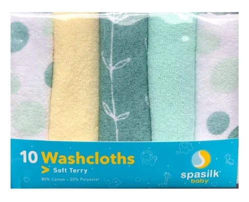 Vista 4 de Spasilk Paquete de 10 toallitas de baño de rizo suave para bebé