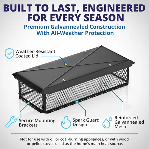 Vista 3 de HY-GUARD Tapa de chimenea multichimenea, 35,56 cm x 53,34 cm x 20,32 cm, acero galvanizado