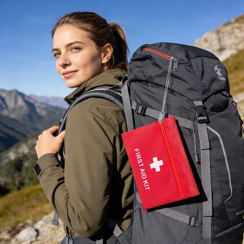 Vista 3 de AUEAR, Paquete de 5 botiquines de primeros auxilios bolsa vacía bolsa roja de almacenamiento de emergencia médica para viajes al aire libre coche