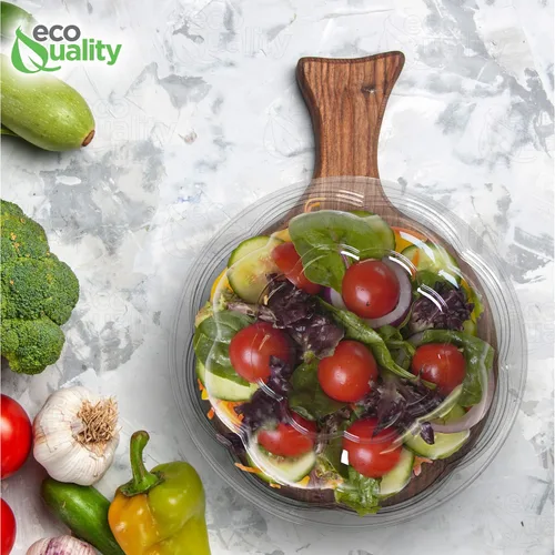 Vista 7 de Ensaladeras desechables transparentes de 24 onzas con tapas (paquete de 100) – Contenedores de ensalada desechables de plástico transparente