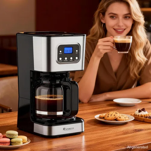 Vista 8 de Cafetera programable de 10 tazas, cafetera de goteo para el hogar