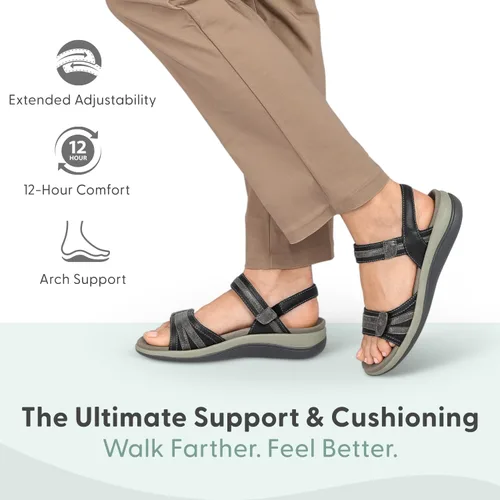 Vista 3 de Orthofeet Sandalias de soporte de arco para mujer, ideales para aliviar el dolor de talón y pies. Diseño terapéutico con soporte de arco, refuerzo