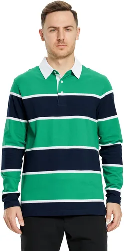 Vista 2 de Polo de golf para hombre, manga larga, a rayas, ajuste seco, casual, cuello piqué para hombre