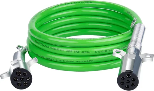 Vista 14 de CheeMuii Paquete de 2 cables de remolque de 7 vías de 12 pies, cable de alimentación eléctrica ABS de alta resistencia, cable de alimentación verde