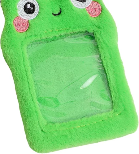 Vista 3 de Lindo soporte de tarjeta de fotos de felpa para almacenamiento de fotos de ídolos, bolsa de llavero colgante para tarjetas de juego, tarjetas