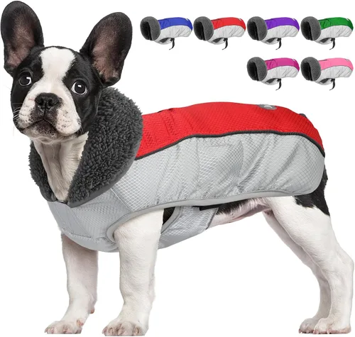 Vista 12 de Petglad Abrigo para perro, impermeable Ripstop, chaqueta de invierno para perros con agujero para correa, suéter de nieve reflectante ajustable