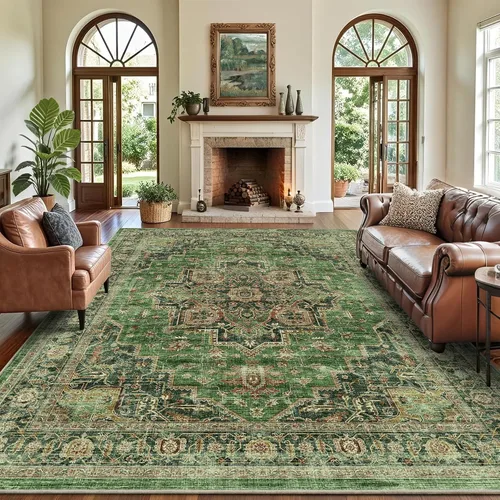 Vista 43 de Alfombra de pasillo vintage de 2 x 6 pies de pelo bajo Marrón beige