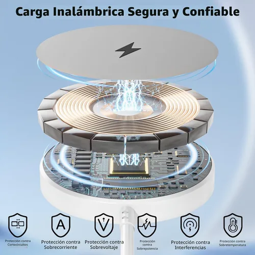 Vista 3 de Cargador inalámbrico magnético para iPhone, [certificado Apple MFi] Cable de carga Apple Mag-Safe de 6 pies, almohadilla de carga inalámbrica