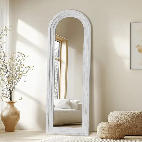 Vista 10 de MirrMuse Arched Floor Full Length Mirror with Wood Frame, 56"x21" Rustic Farmhouse, Free Standing, for Bedroom Living Room Store, Leaning or Wall